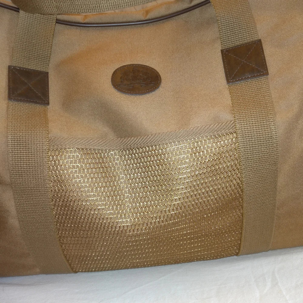 Classic Men's Duffel Bag in Tan - Travel & Gym Carryall Canvas W/Leather Detail
